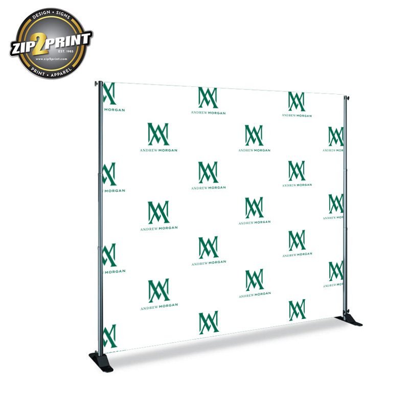 Step-and-repeat event backdrop banner in white
