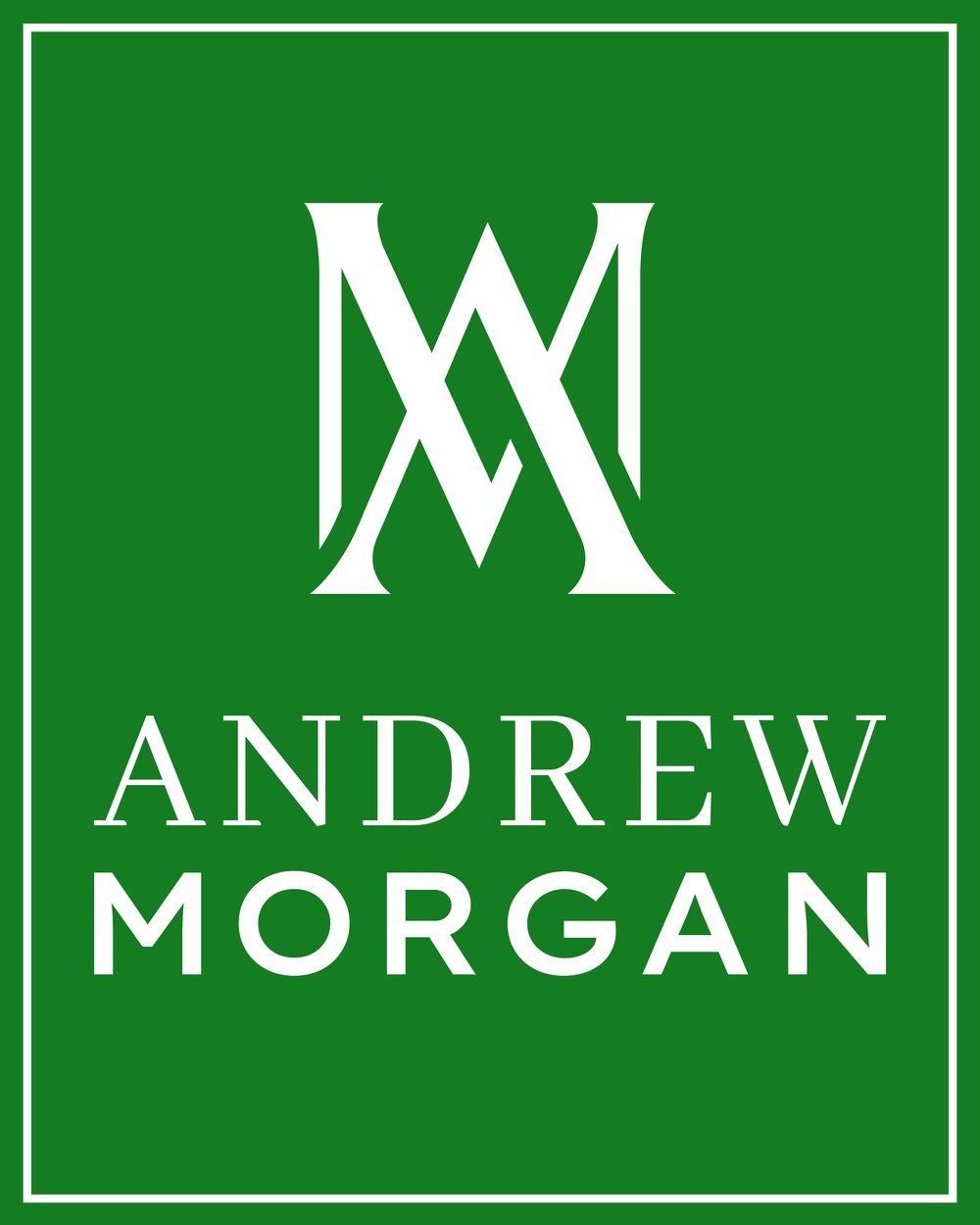 24 by 30 inch street sign carrying the Andrew Morgan monogram