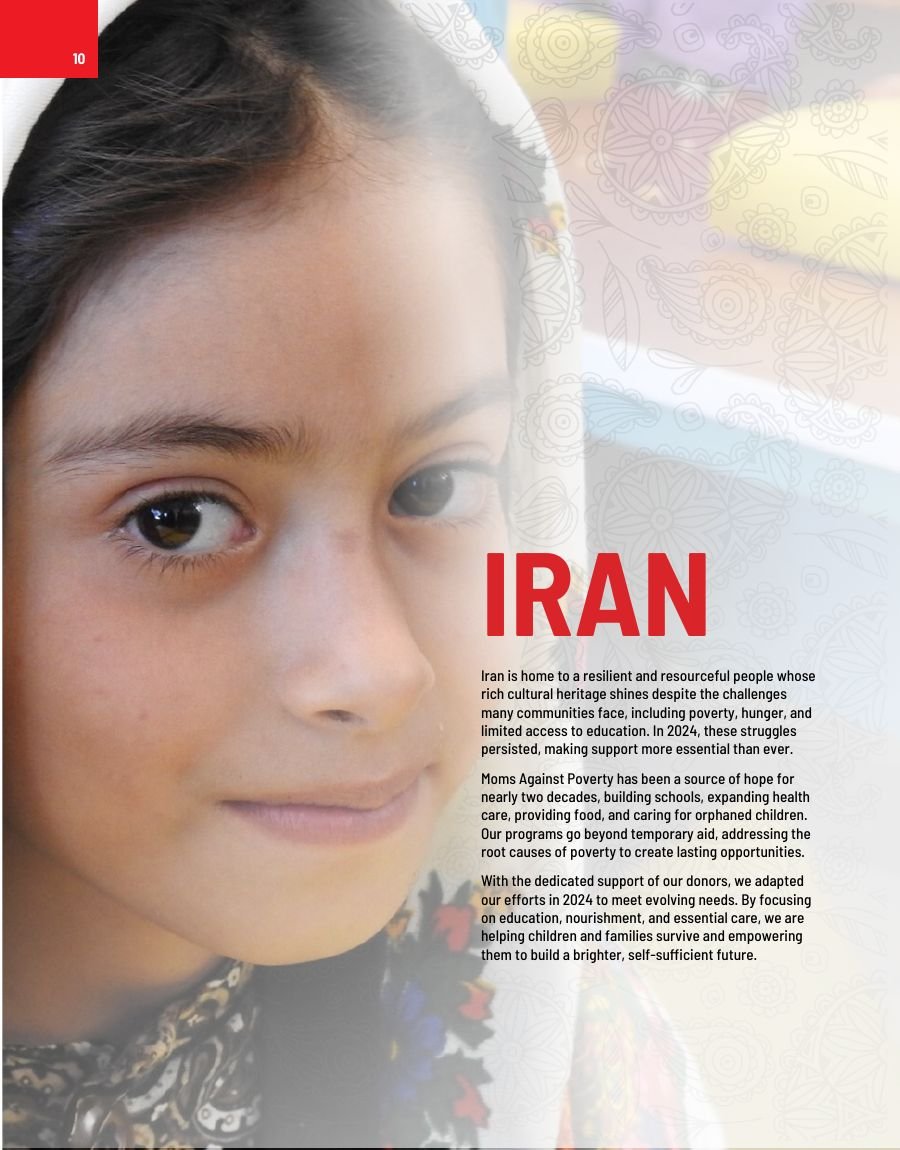 Iran section opening portrait and programme results (left page)